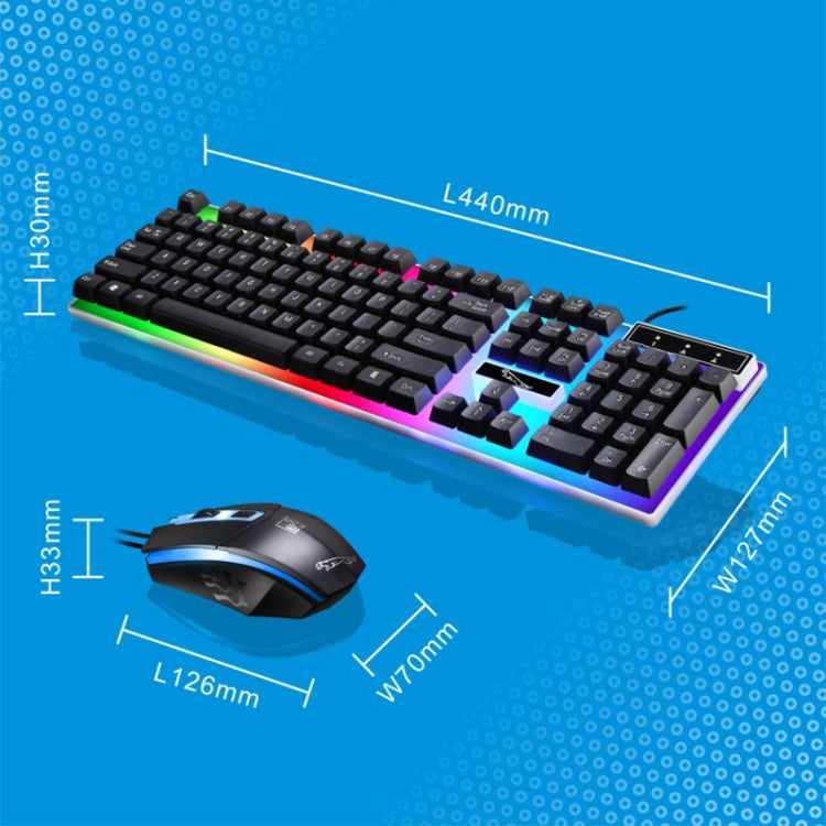 Комплект из профессиональной проводной клавиатуры ZGB G21 с цветной подсветкой, механической подвеской и оптической мышью, разрешение 1600 точек на дюйм, для ноутбука или ПК