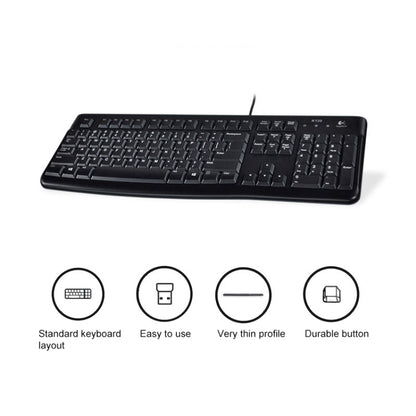 Logitech K120 USB Waterproof Splash Wired Keyboard for Desktop Computers / Laptops