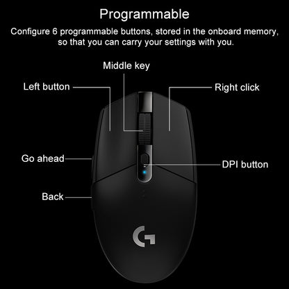 Logitech G304 LIGHTSPEED 12000 DPI 6 Programmable Buttons HERO Sensor Wireless Gaming Mouse