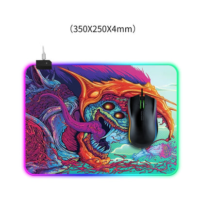 Izgaismots peles paliktnis ar datora monstru rakstu, izmērs: 35 x 25 x 0,4 cm