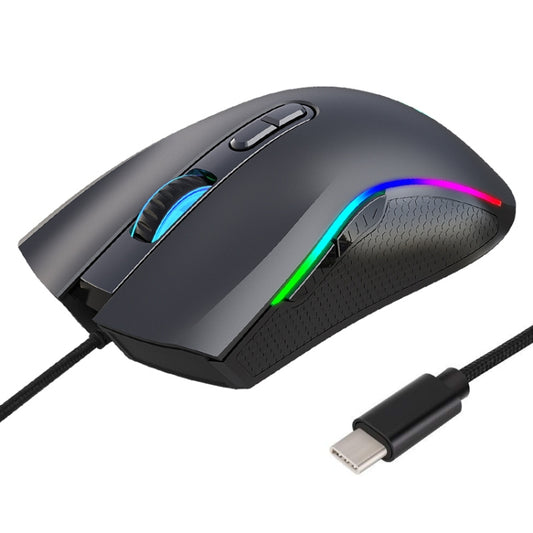 HXSJ A869 C tipa 7200 dpi 6 režīmu regulējama 7 taustiņu RGB gaismas vadu spēļu pele
