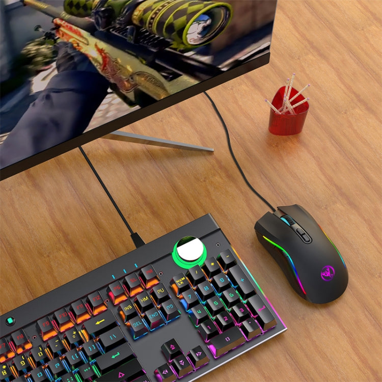 HXSJ A869 C tipa 7200 dpi 6 režīmu regulējama 7 taustiņu RGB gaismas vadu spēļu pele