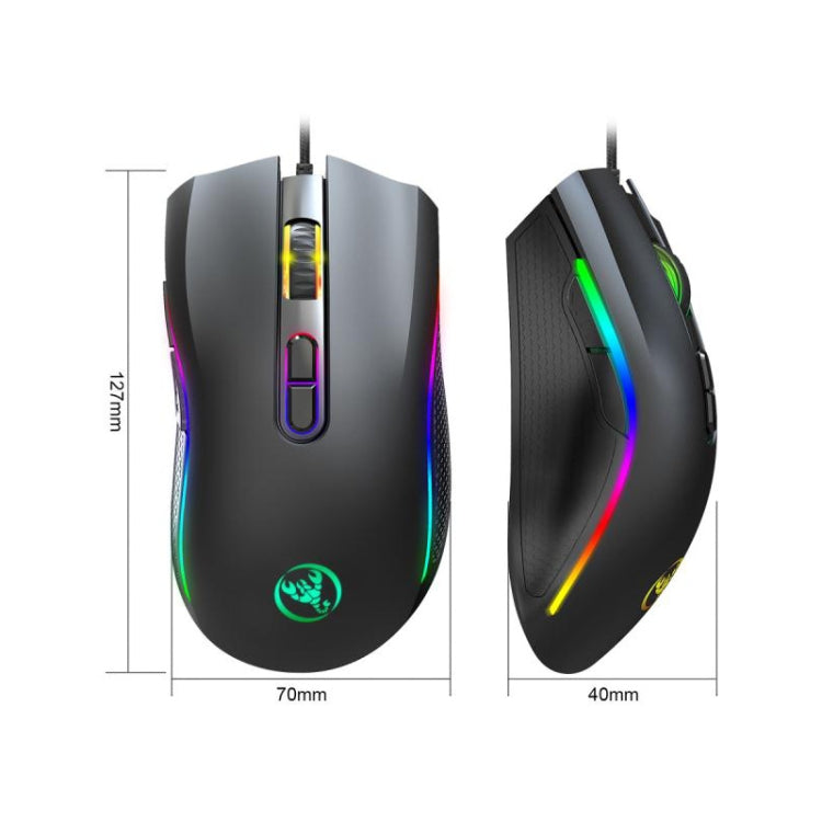 HXSJ A869 C tipa 7200 dpi 6 režīmu regulējama 7 taustiņu RGB gaismas vadu spēļu pele