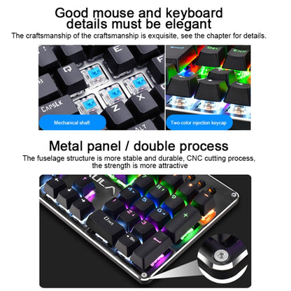 AULA S2016 104-keys Square Key Cap Mixing Light Mechanical Blue Switch Metal Panel Wired USB Gaming Keyboard, Length: 1.6m