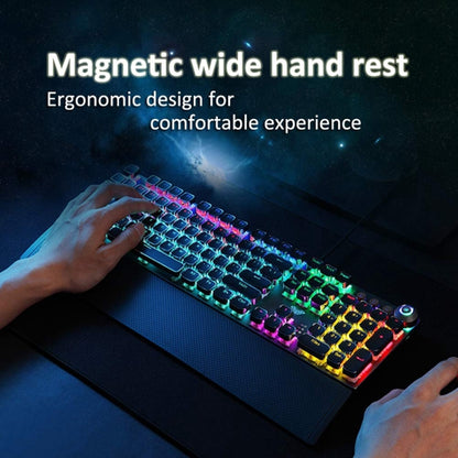 AULA F2088 108 Keys Mixed Light Plating Punk Mechanical Blue Switch Wired USB Gaming Keyboard with Metal Button