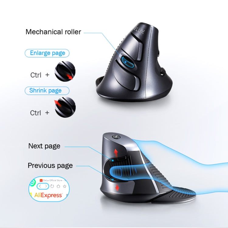 DELUX M618GX Wireless Ergonomic Vertical Mouse 1600DPI Optical Mouse