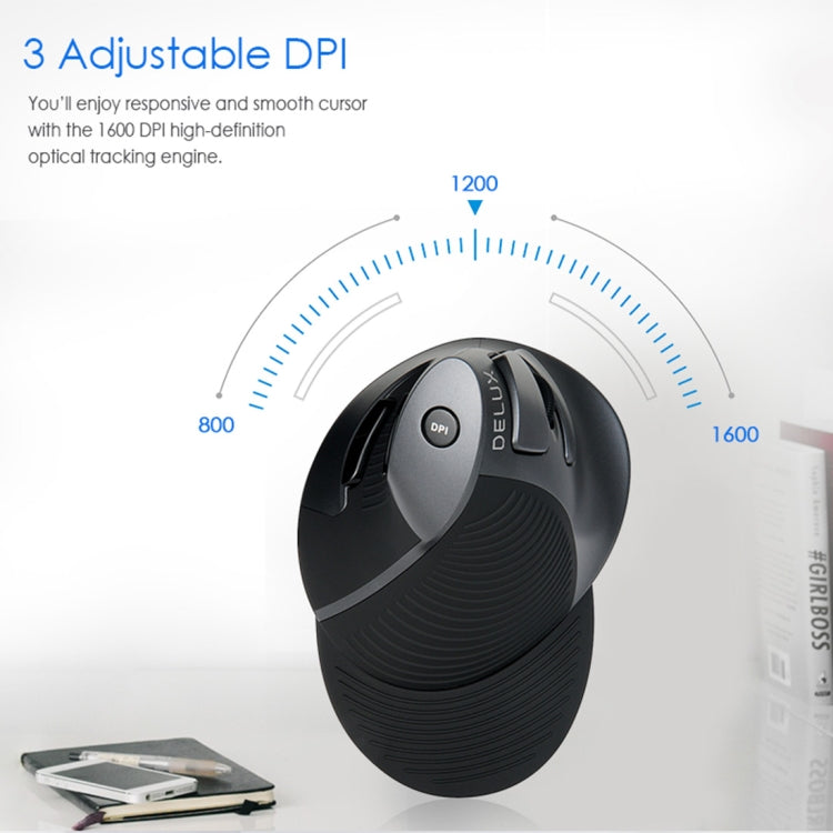 DELUX M618GX Wireless Ergonomic Vertical Mouse 1600DPI Optical Mouse