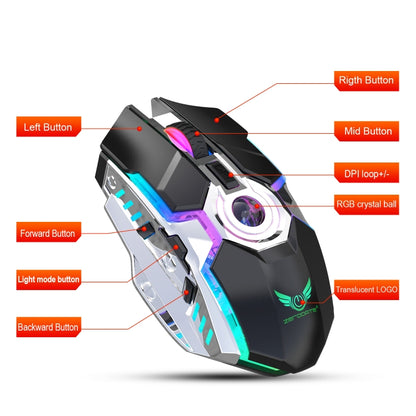 ZERODATE T30 2,4 ГГц 2400 точек на дюйм, трехскоростная регулируемая RGB-подсветка, беспроводная оптическая мышь