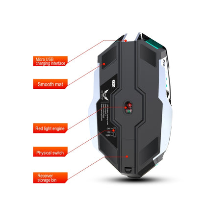 ZERODATE T30 2,4 ГГц 2400 точек на дюйм, трехскоростная регулируемая RGB-подсветка, беспроводная оптическая мышь