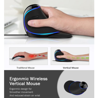 DELUX M618 Plus Wired Blue Version Optical Mouse Ergonomic Vertical Mouse 1600DPI