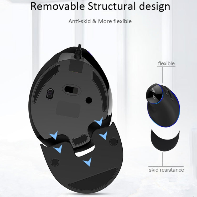 DELUX M618 Plus Wired Blue Version Optical Mouse Ergonomic Vertical Mouse 1600DPI