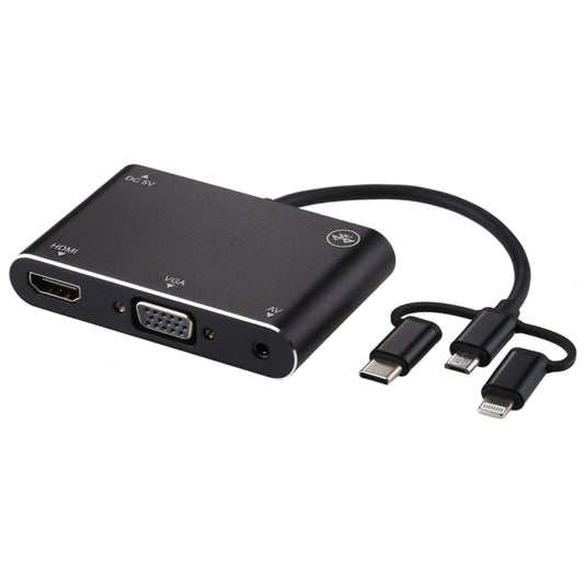 3 в 1 8-контактный + Micro USB + Type-C в AV + HDMI + VGA 15-контактный адаптер-конвертер для HD-плеера со звуком