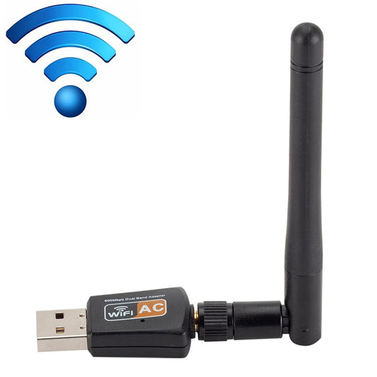 Двухдиапазонный USB-WIFI-адаптер переменного тока 600 Мбит/с 2,4 ГГц + 5 Гц с антенной