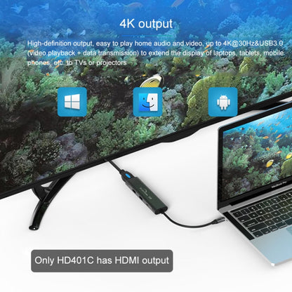 Blueendless 4 в 1 многофункциональная док-станция расширения Type-C / USB-C на HDMI + PD + Dual USB 3.0 HUB