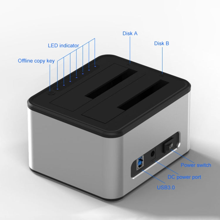 Док-станция для жёстких дисков Blueendless 2,5/3,5 дюйма SATA USB 3.0 с двумя отсеками и функцией автономного копирования