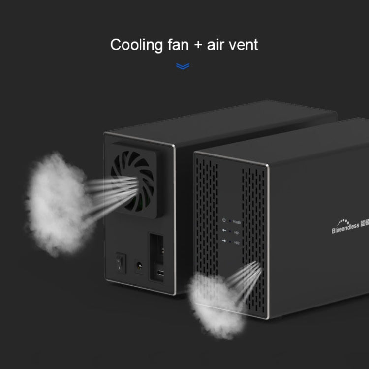 Внешний корпус для комбинированного RAID-массива Blueendless Type-C/USB-C с 3,5-дюймовым отсеком и двумя отсеками для жестких дисков