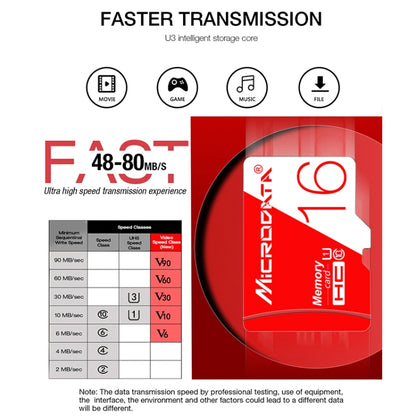 Карта памяти Microdata 16 ГБ высокоскоростная U1 красно-белая TF (Micro SD)