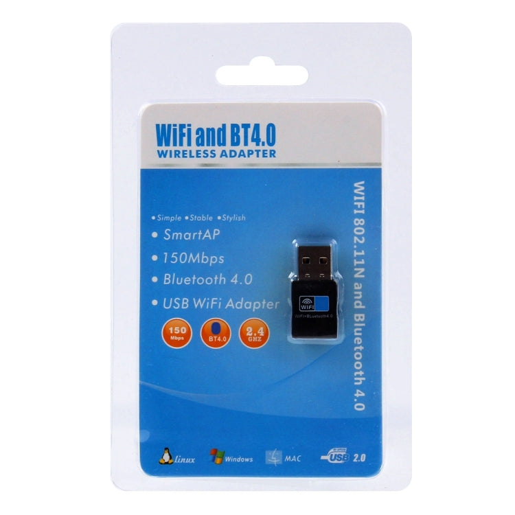 Беспроводной адаптер Bluetooth 4.0 + USB WiFi 2 в 1 со скоростью 150 Мбит/с и частотой 2,4 ГГц