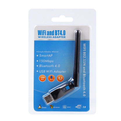 Беспроводной адаптер Bluetooth 4.0 + USB WiFi 2 в 1 со скоростью 150 Мбит/с и частотой 2,4 ГГц и внешней антенной 2D1