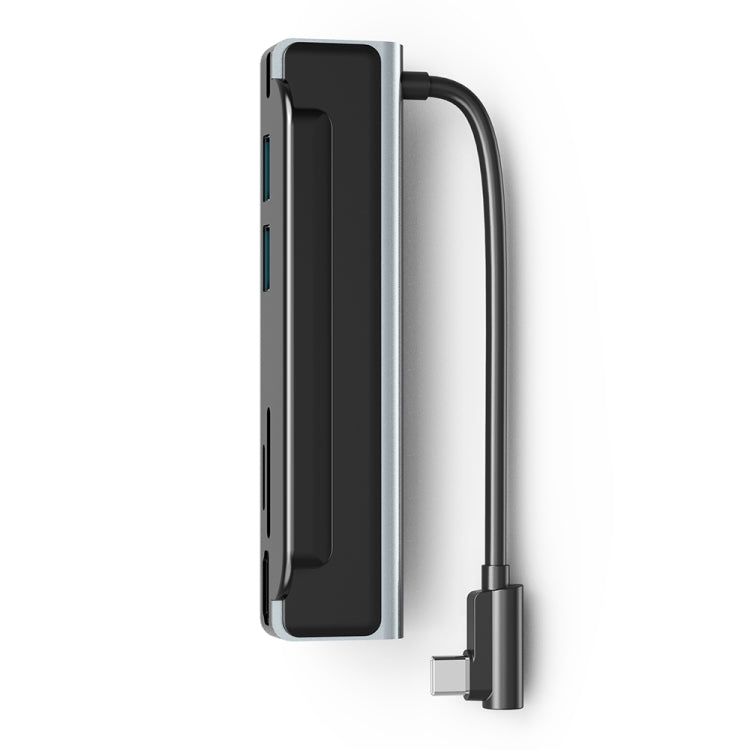 AD-065 6 vienā USB-C/Type-C uz 4K HDMI + SD/TF kartes slots + Type-C + 2 USB 3.0 aizmugurējā klipša stila daudzfunkcionāla dokstacija HUB