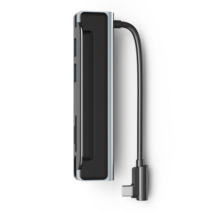 AD-065 6 vienā USB-C/Type-C uz 4K HDMI + SD/TF kartes slots + Type-C + 2 USB 3.0 aizmugurējā klipša stila daudzfunkcionāla dokstacija HUB
