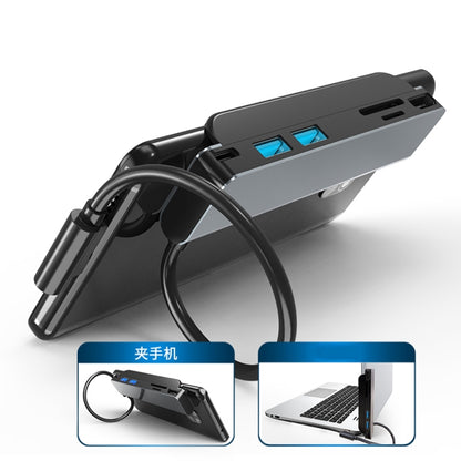 AD-065 6 vienā USB-C/Type-C uz 4K HDMI + SD/TF kartes slots + Type-C + 2 USB 3.0 aizmugurējā klipša stila daudzfunkcionāla dokstacija HUB