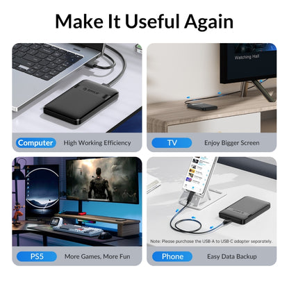 ORICO 2577U3-V1 Grid Texture Design 2.5 inch USB3.0 Micro-B Hard Drive Enclosure Box
