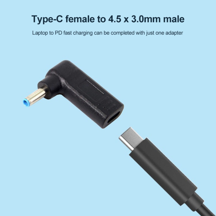 Угловой переходник USB-C/Type-C (мама) на штекер 4,5 x 3,0 мм