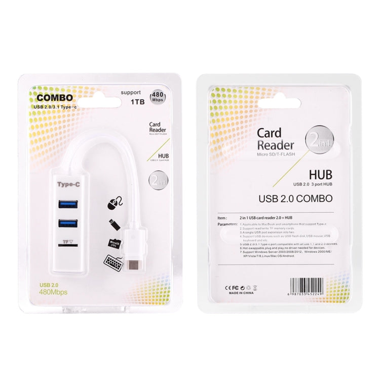 2 в 1 USB 3.1 USB-C / Type-C на USB 2.0 COMBO 3 порта HUB + TF кард-ридер