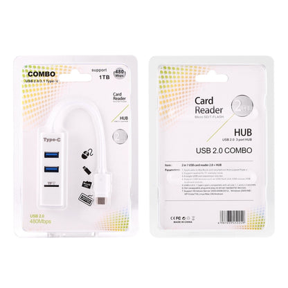 2 в 1 USB 3.1 USB-C / Type-C на USB 2.0 COMBO 3 порта HUB + TF кард-ридер