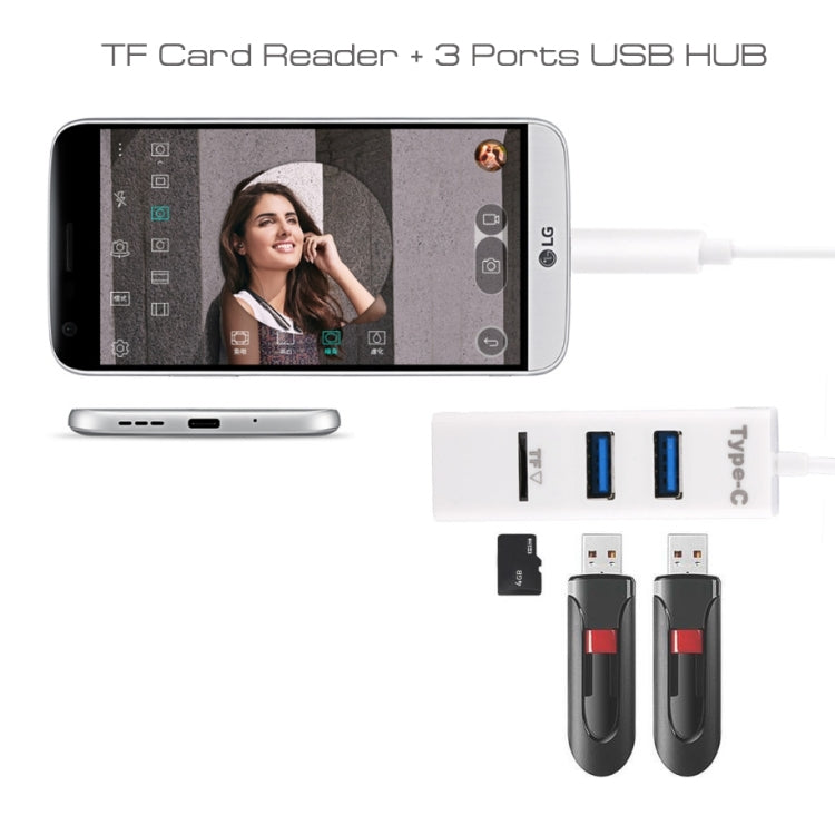 2 в 1 USB 3.1 USB-C / Type-C на USB 2.0 COMBO 3 порта HUB + TF кард-ридер