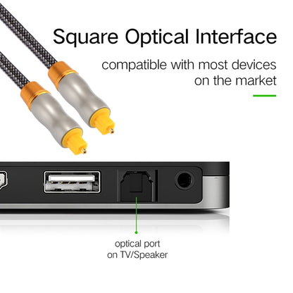 1 m OD6.0 mm apzeltīts metāla galviņas austs Toslink vīriešu un vīriešu digitālais optiskais audio kabelis