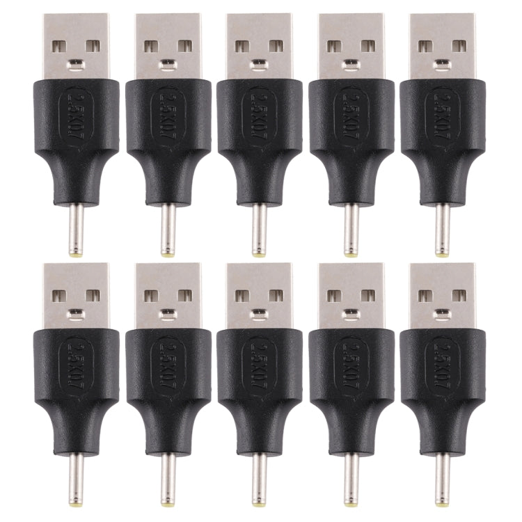 10 gab. 2,5 x 0,7 mm tēviņa un USB 2.0 tēviņa līdzstrāvas barošanas spraudņa savienotājs
