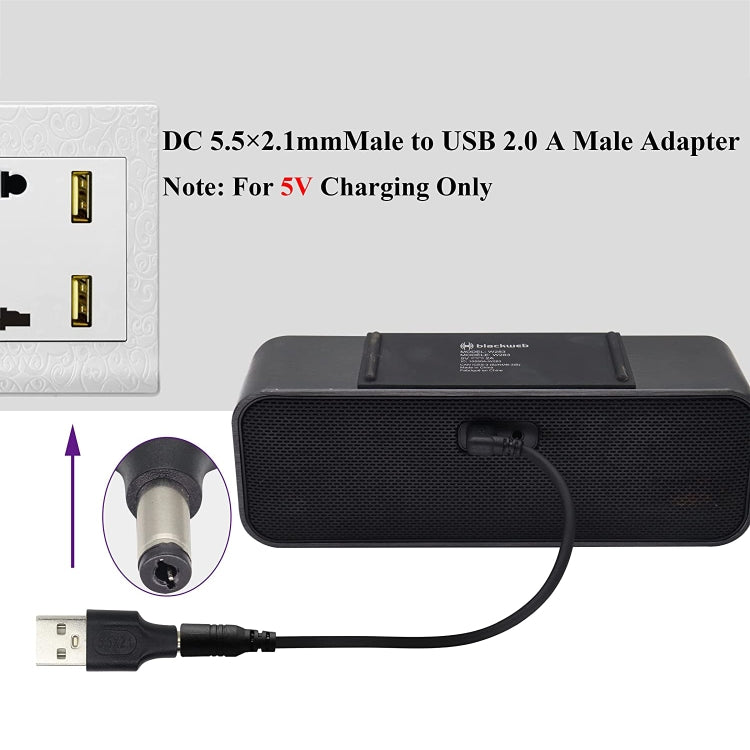 10 PCS 5.5 x 2.1mm Male to USB 2.0 Male DC Power Plug Connector