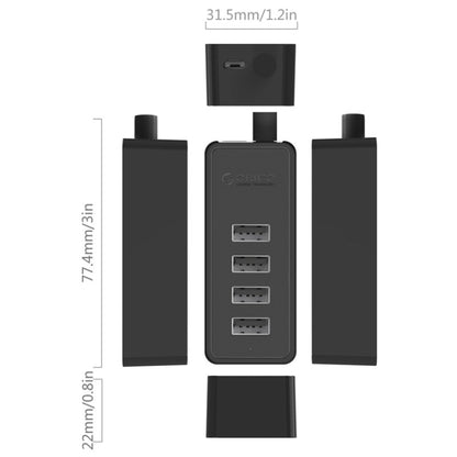 ORICO W5P-U2-100 USB 2.0 Desktop HUB with 100cm Micro USB Cable Power Supply