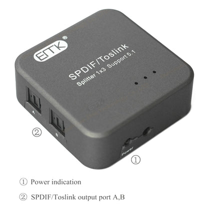 Цифровой оптический аудиоразветвитель SPDIF Toslink EMK 1 вход 3 выхода