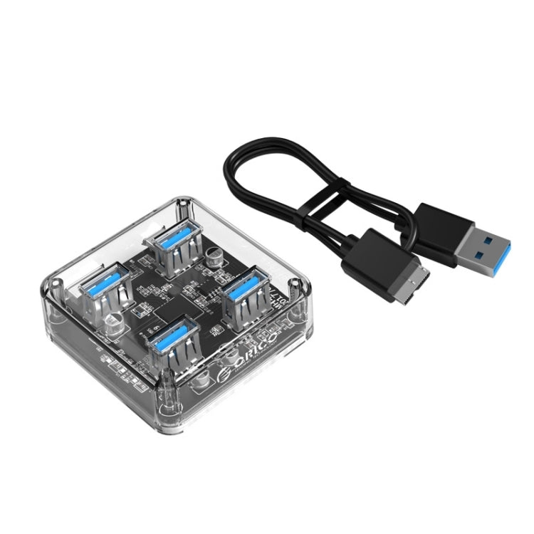 Прозрачный настольный концентратор ORICO MH4U-100 USB 3.0 с кабелем Micro USB 100 см