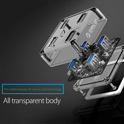Прозрачный настольный концентратор ORICO MH4U-100 USB 3.0 с кабелем Micro USB 100 см