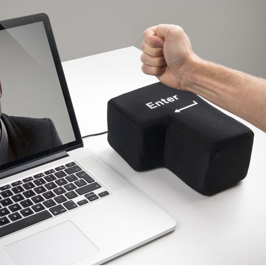 Большая USB-подушка для рабочего стола компьютера с кнопкой Enter, креативная подушка для руки с кнопкой Enter (черная)