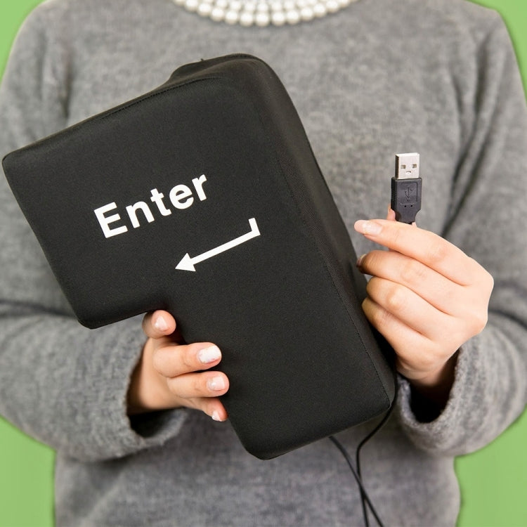 Большая USB-подушка для рабочего стола компьютера с кнопкой Enter, креативная подушка для руки с кнопкой Enter (черная)