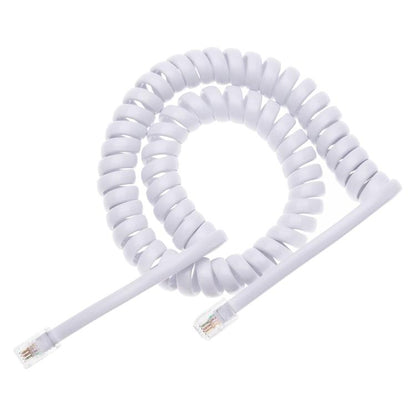 4 Core Male to Male RJ11 Spring Style Telephone Extension Coil Cable Cord Cable, Stretch Length: 3m(White)