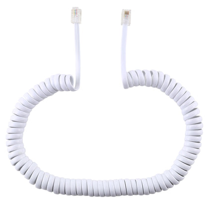 4 Core Male to Male RJ11 Spring Style Telephone Extension Coil Cable Cord Cable, Stretch Length: 3m(White)