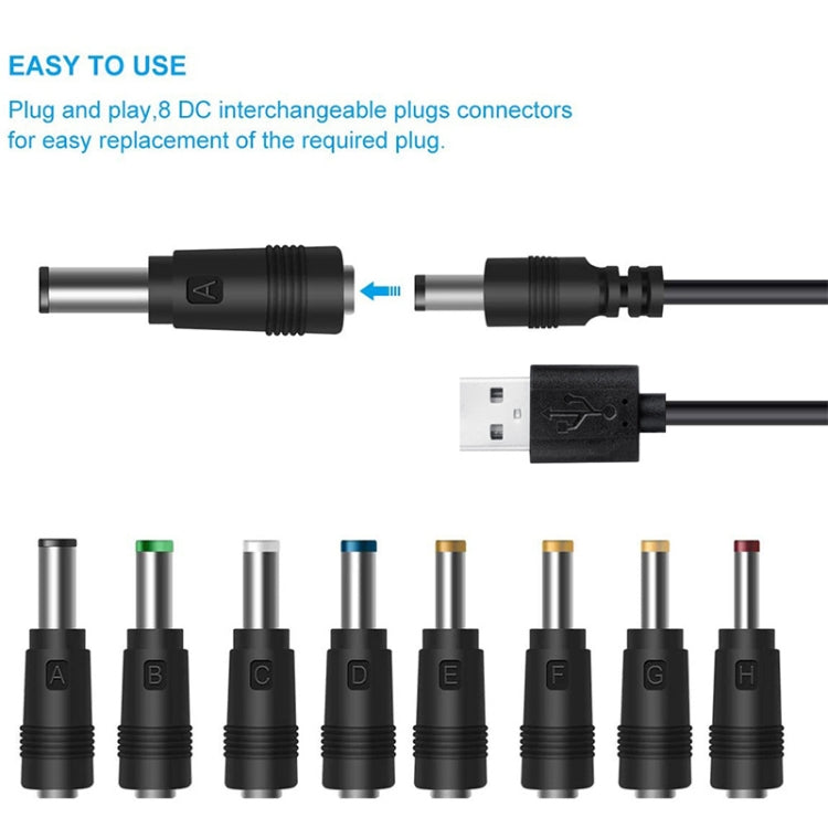 12 vienā līdzstrāvas barošanas vads, USB daudzfunkcionāls apmaiņas spraudnis, USB uzlādes kabelis (melns)