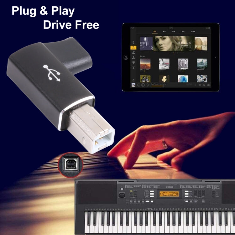 Адаптер USB-C/Type C (мама) на USB 2.0 B MIDI (папа) для электронных инструментов, принтеров, сканеров, фортепиано