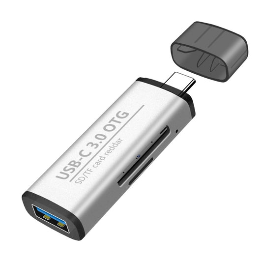 Адаптер ADS-103 3 в 1 Type-C (папа) на USB 3.0 (мама) + слоты для карт SD/TF, OTG, устройство для чтения карт SD/TF