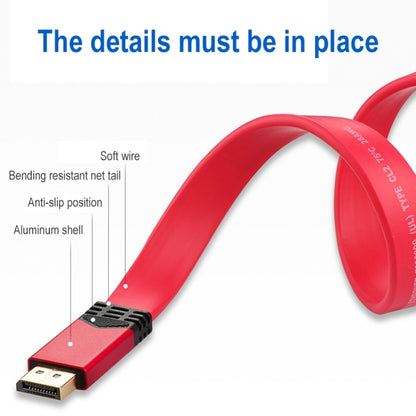 4K 60Hz DisplayPort 1.2 vīriešu un DisplayPort 1.2 vīriešu alumīnija korpusa plakana adaptera kabelis, kabeļa garums: 2m