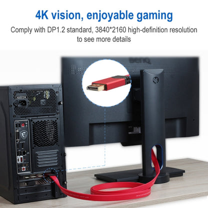 4K 60Hz DisplayPort 1.2 vīriešu un DisplayPort 1.2 vīriešu alumīnija korpusa plakana adaptera kabelis, kabeļa garums: 2m
