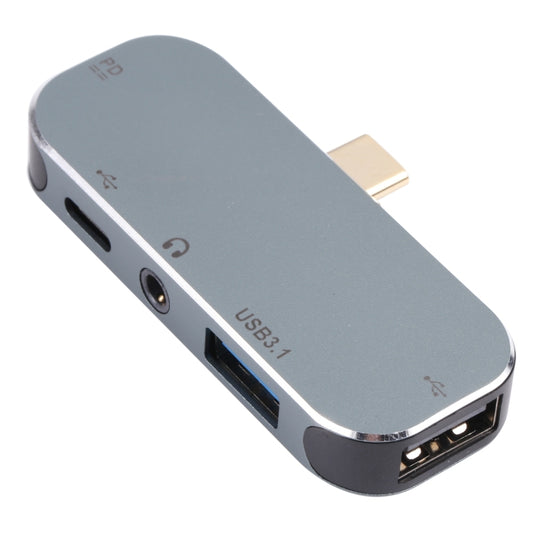 Адаптер 5-в-1 USB-C/Type-C (штекер) на два USB-C/Type-C + 3,5 мм AUX + USB 3.1 + USB (гнездо)