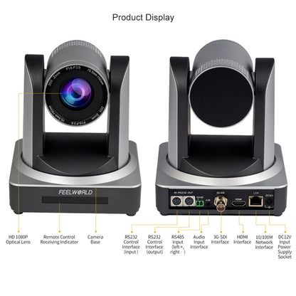 FEELWORLD POE20X Simultaneous 20X Optical Zoom Live Streaming PTZ Camera, EU and US Plug