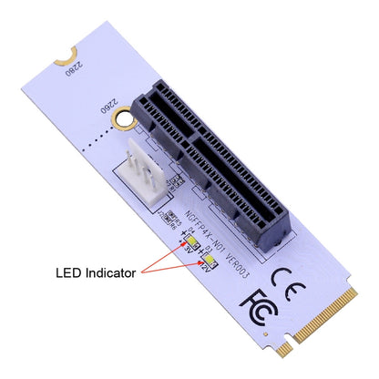 NGFF M.2 Key M to PCI-E 1X / 4X / 8X / 16X Graphics Card Mining Slot Adapter Riser Converter Card with LED & 4 Pin Power Cable